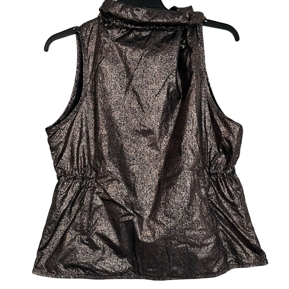 Fabletics Black and Rose Gold Liora Vest Fleece Lined with Funnel Neck